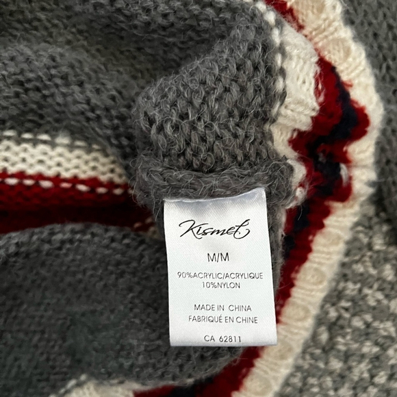 Kismet Striped Knit Mock Neck Sweater - Medium Red Grey Navy White Cozy - Picture 8 of 10